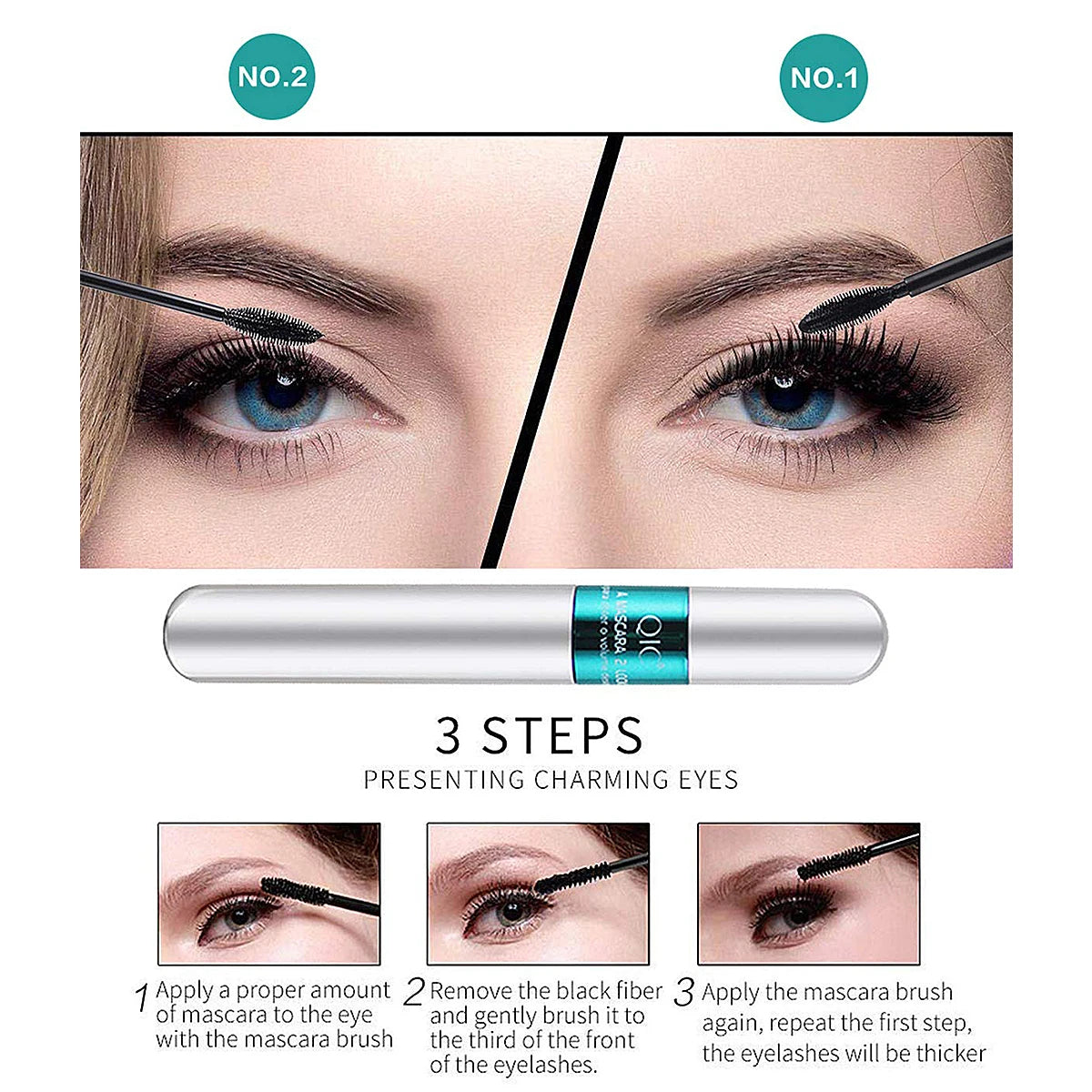 2-in-1 Fiber Mascara – Waterproof Lengthening & Volumizing Lash Mascara