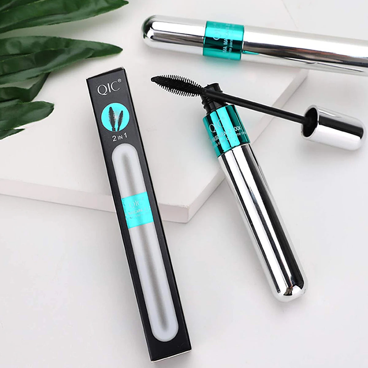 2-in-1 Fiber Mascara – Waterproof Lengthening & Volumizing Lash Mascara