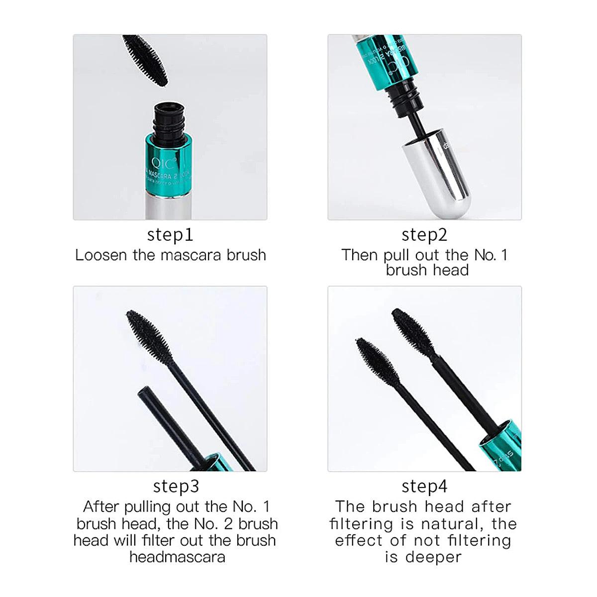 2-in-1 Fiber Mascara – Waterproof Lengthening & Volumizing Lash Mascara